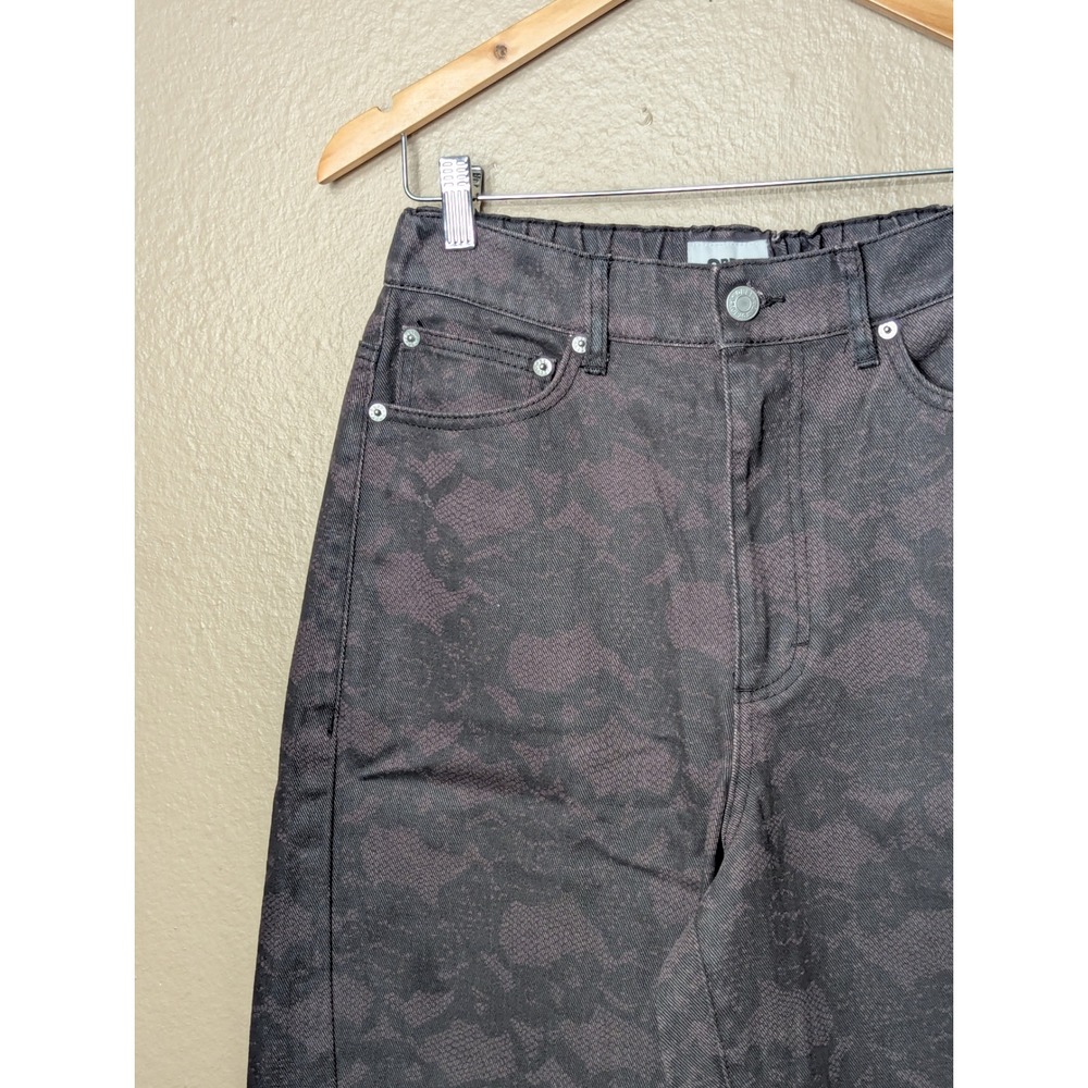 Obey Floral Lace Denim Pants Womens 26 Black Straight Leg High Rise Streetwear - Picture 6 of 12